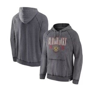 NHL Chicago Blackhawks Vintage Snow Wash Grey Pullover Hoodie - Medium